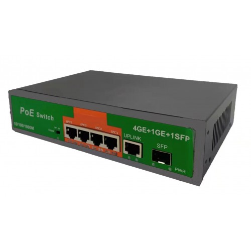 Коммутатор PoE 4 порта +1 uplink+1SFP 10/100/1000 Мбит/с POE001