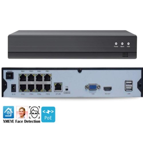 Видеорегистратор H.265 NVR POE сетевой 10-и канальный с поддержкой распознавание лиц IP камер до 4.0 K REG011